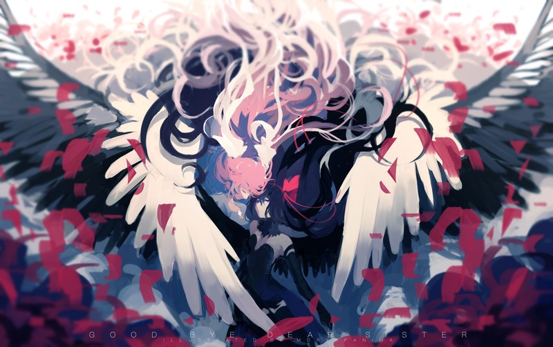 《魔法少女小圆》绝美同人壁纸！鹿目圆与恶魔焰的翅膀同人美图