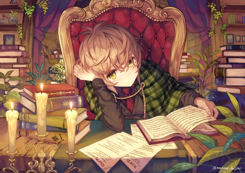 二次元少女阅读场景壁纸合集