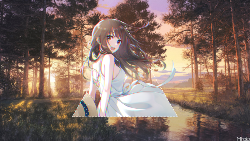 动漫少女画中画模糊风二次元壁纸