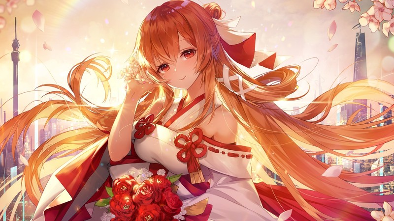 红发少女与花的动漫壁纸合集