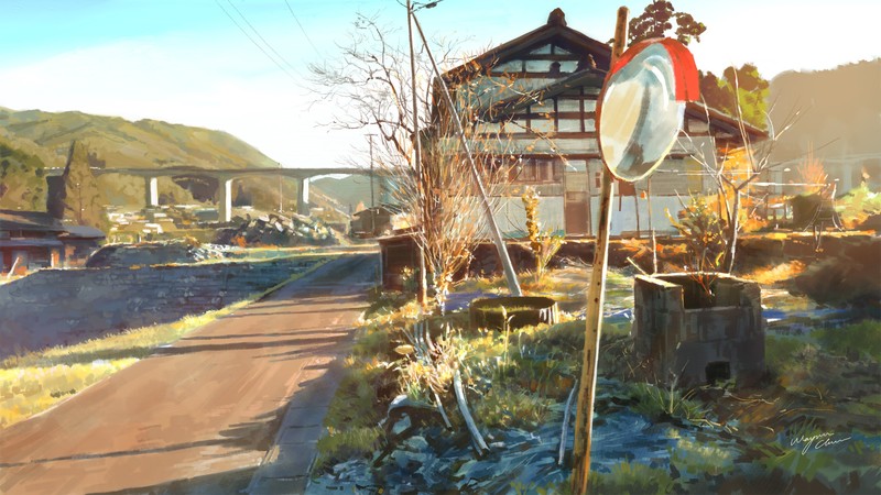 街头动漫小屋户外建筑高清壁纸