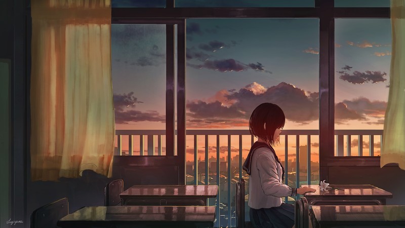 哭到抽噎的校服少女壁纸