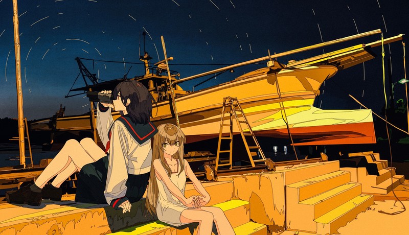 动漫少女深夜观星壁纸合集