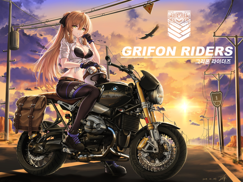 少女前线美少女骑宝马摩托 落日氛围感壁纸合集