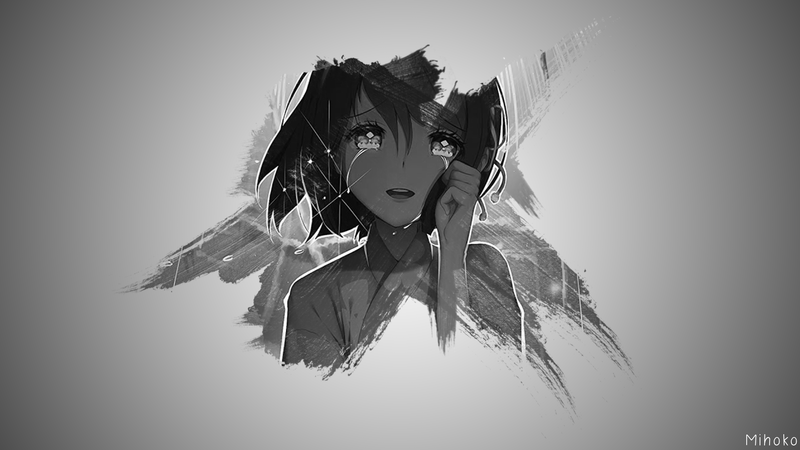 短发落泪少女黑白壁纸合集