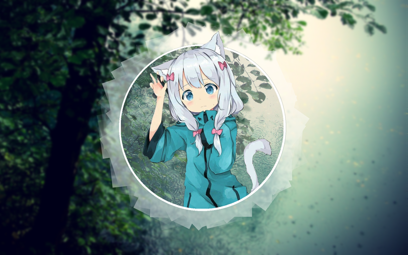白发猫娘和泉纱雾高清壁纸 画中画森林场景
