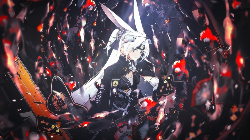 二次元兔耳黑长发少女壁纸合集