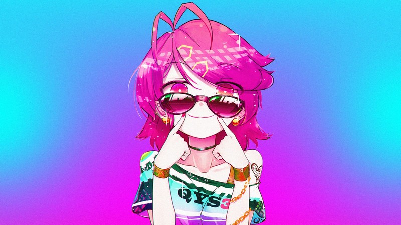 粉蓝配色动漫少女壁纸 氛围感拉满