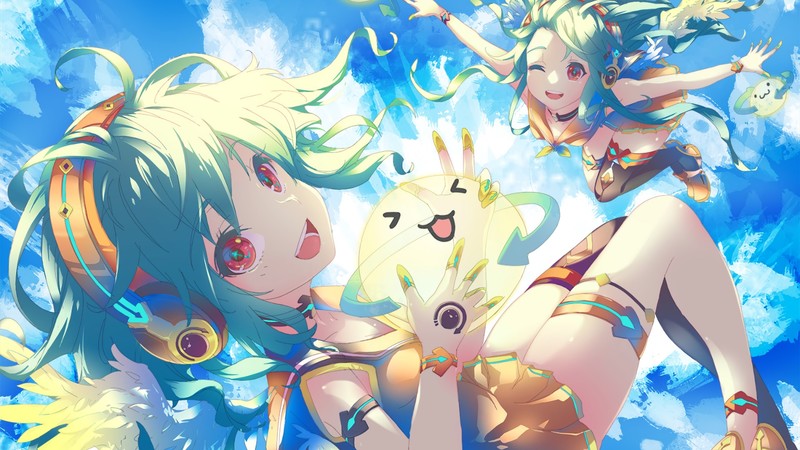 动漫红发蓝发耳机少女高清壁纸合集