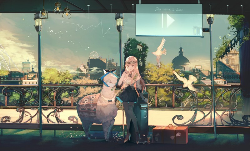 快看！金发少女和飞鸟撞进了都市黄昏里