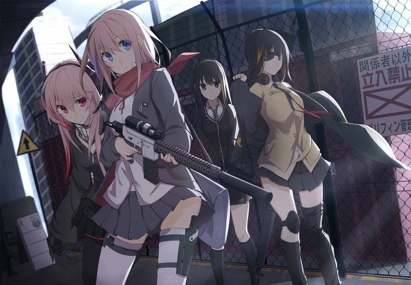 《少女前线》持枪少女壁纸合集 蓝红眼眸粉发美少女搭配战术装备