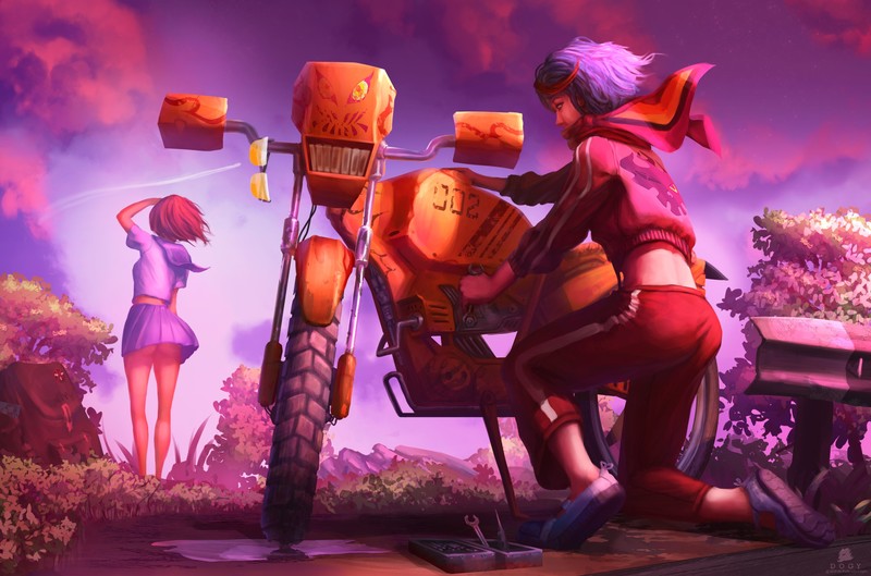 机车少女二次元插画壁纸大盘点