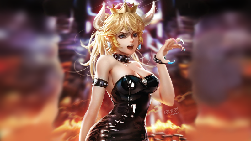 库巴公主动漫画中画壁纸 金发性感皮衣高清图
