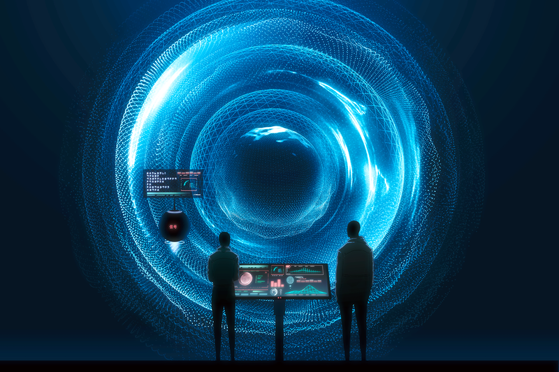 绝美的蓝青动漫球体数字艺术壁纸