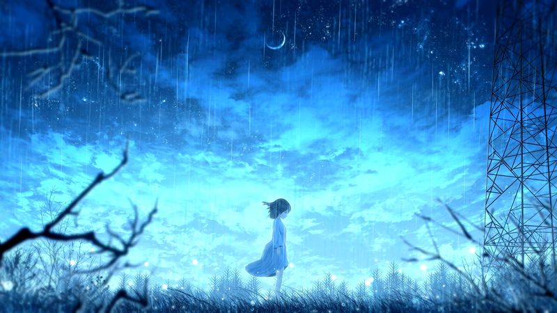 动漫少女雨夜壁纸 4K高清