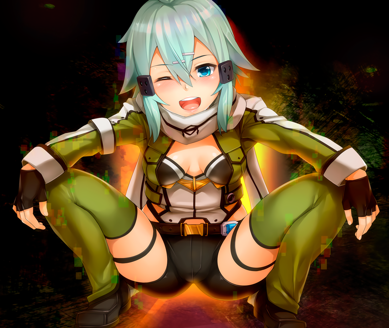 蓝发动漫少女坐姿壁纸合集