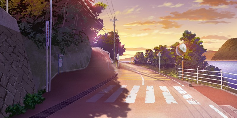 日本动漫风海岸公路壁纸