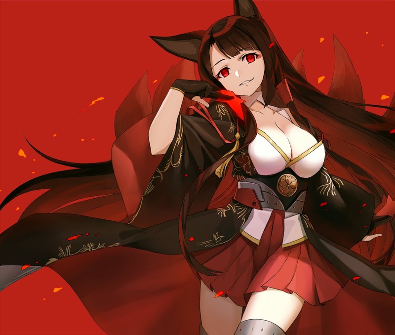 碧蓝航线赤城同人壁纸 狐耳少女笑颜凝望你