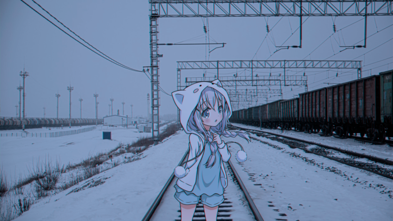 俄式冬夜铁道与二次元少女壁纸合集