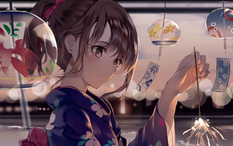 夏日风铃浴衣烟花少女！绝美动漫壁纸合集