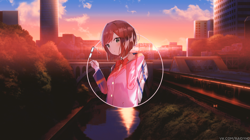 壁纸推荐！画中画效果的动漫少女高清壁纸