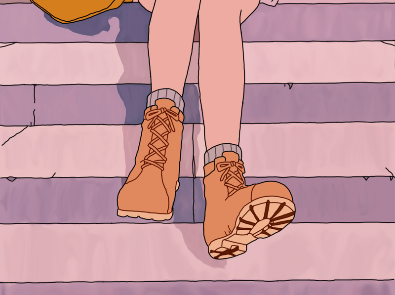 动漫少女 楼梯 动漫 腿部高清壁纸