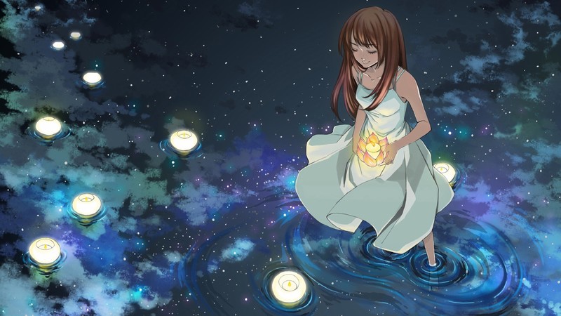 绝美动漫壁纸合集：水色少女与氛围感烛光