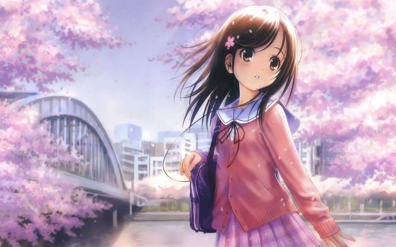樱花兔耳少女壁纸
