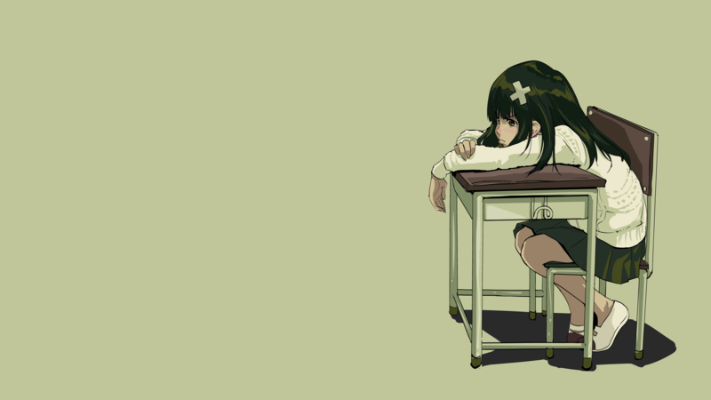 桌面极简背景动漫少女壁纸