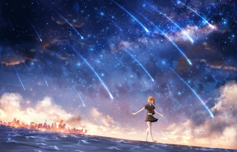 动漫少女与繁星之夜壁纸合集