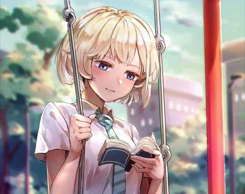 动漫少女与书香氛围感壁纸