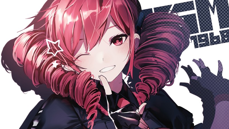 粉发红眼双马尾动漫角色壁纸合集