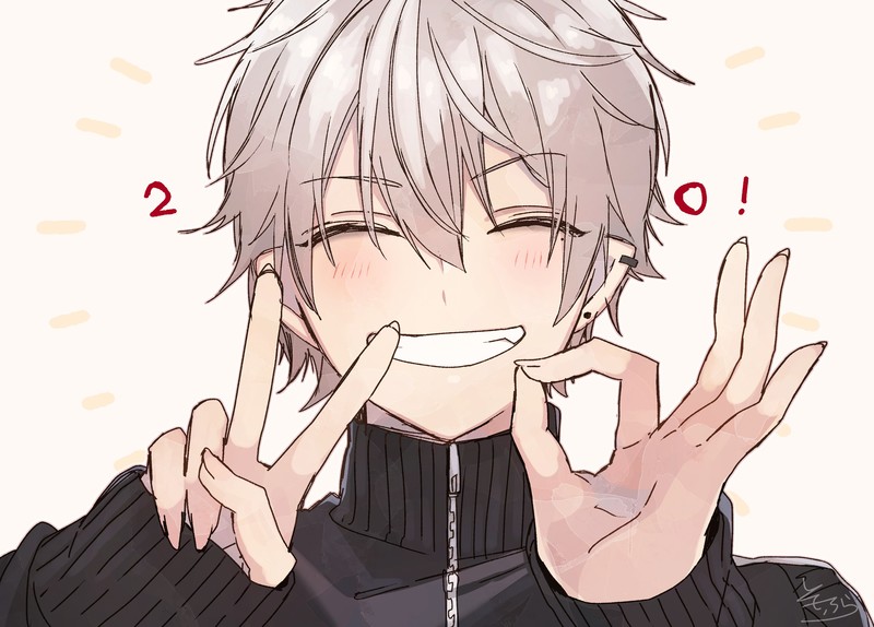 动漫帅气少年笑颜正面高清壁纸