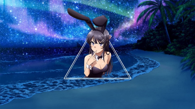 《樱岛麻衣兔女郎壁纸！吃饭的动漫少女绝美风景1080P高清图》