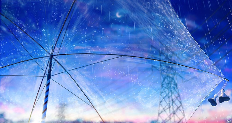 雨伞主题二次元数字艺术壁纸