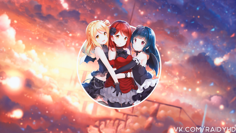 LoveLive!Sunshine!!三位少女画中画壁纸