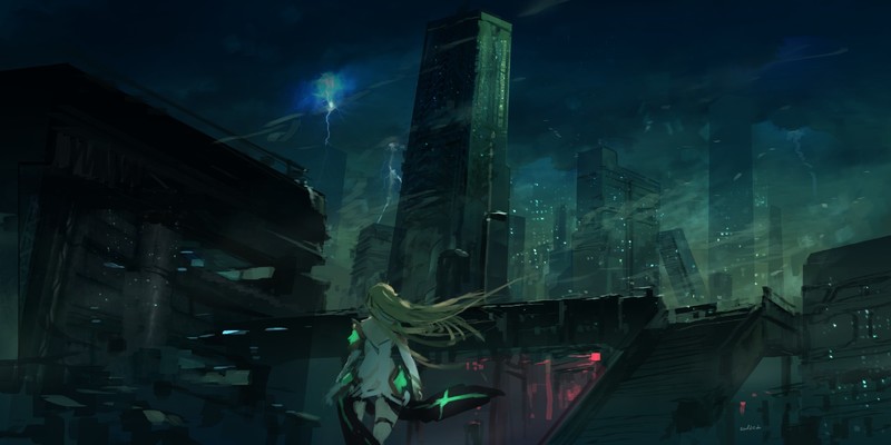 末日暗黑长发动漫少女高清壁纸