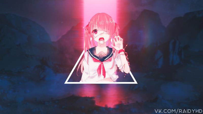 这几张壁纸太绝了！动漫少女故障艺术画中画高清桌面背景