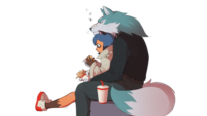 动漫少女与浣熊娘吃薯条壁纸大赏