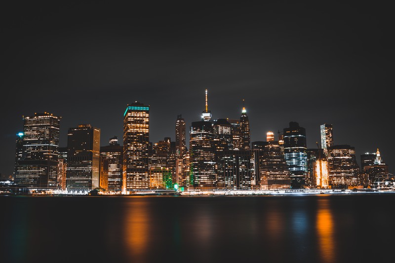 布鲁克林夜色倒影 纽约城市风光高清壁纸