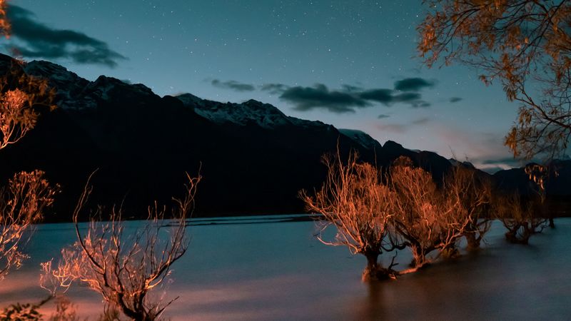 绝美山湖暮色星空壁纸