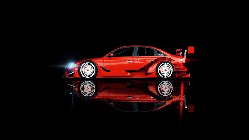 红色奥迪车数字艺术高清壁纸