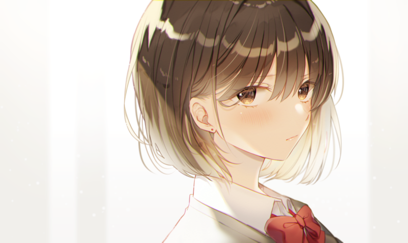 脸红短发棕发少女壁纸合集