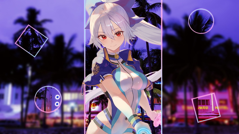 巴御前FGO壁纸 城市棕榈树1080P高清图