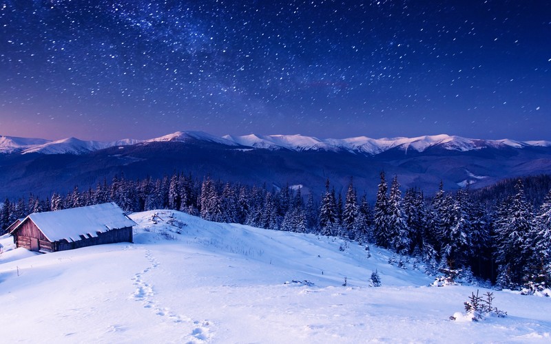 绝美冬夜山景壁纸 4K高清星空雪景合集
