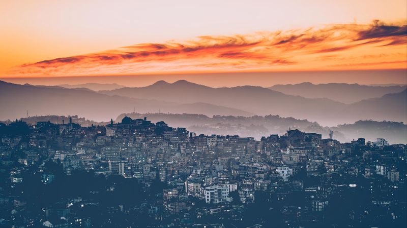 绝美城市高空日落雾景壁纸合集