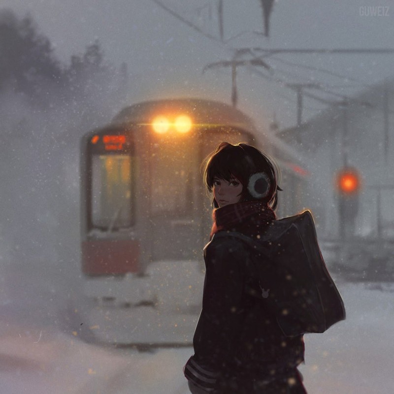 冬日雪境里的动漫少女壁纸合集