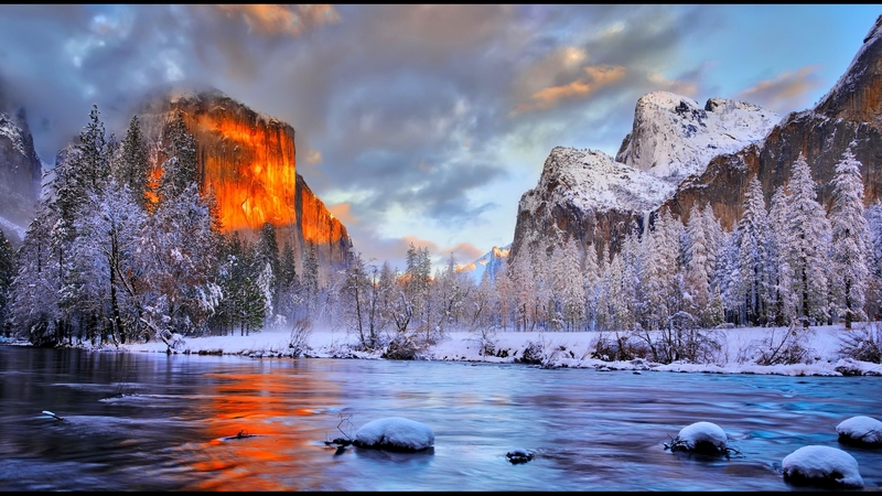绝美！优胜美地冬日湖山日落壁纸合集