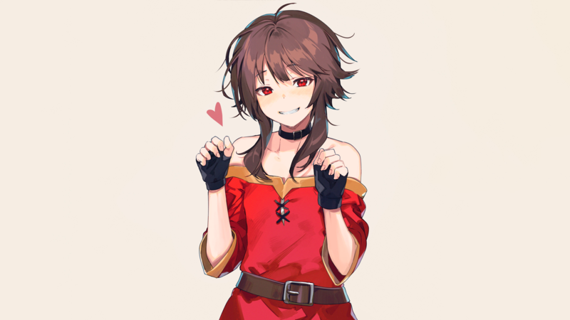 惠惠绝美壁纸合集！素净背景里的红发萌妹太戳人