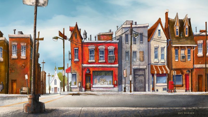 街头建筑路牌立柱4K壁纸